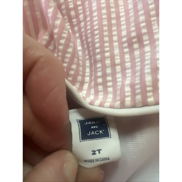 Janie And Jack Girls Swimsuit 2t One Piece Seersucker Halter Ruffle Beach Preppy - Picture 3 of 8